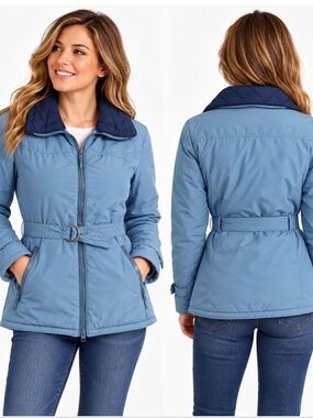 Powderhorn Mountaineering Vintage 1980’s Ski Jacket. Light Blue with a belt.